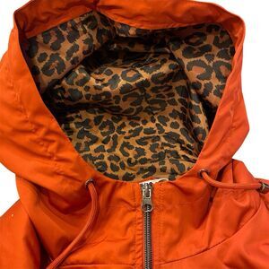 Hoodie Jacket Women Orange Leopard LiningTime&Tru Pit To Pit 23” Pockets L